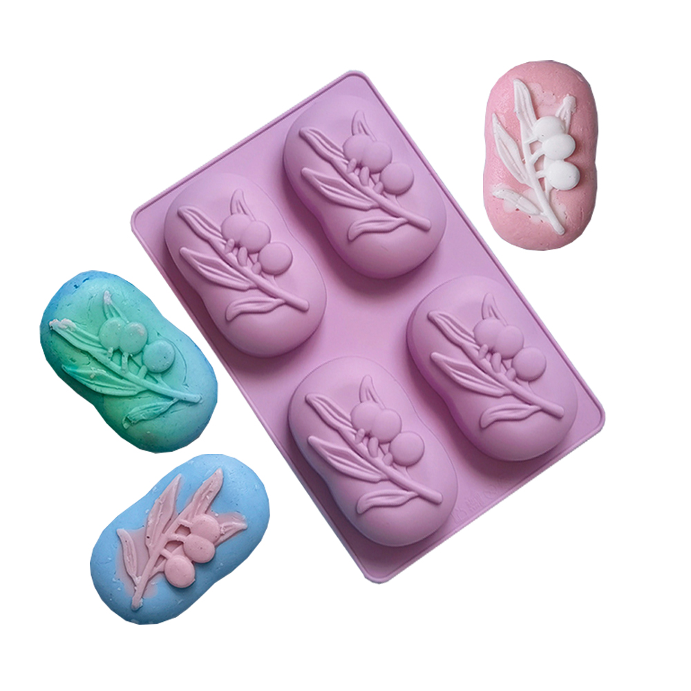 Soap Making Things - 4 Cavities Oval Olive Tree Silicone