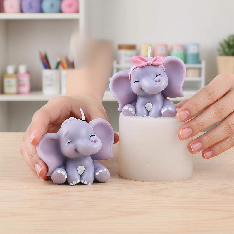 Soap Making Equipment - Cute 3D Elephant Silicone Candle Mold