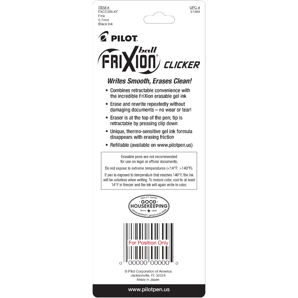 Pilot Frixion Clicker Erasable - огляд і ціна Pilot Pen Frixion